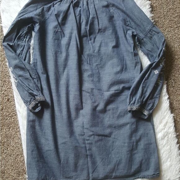 Art Class Girls Chambray Denim Embroidered Long Sleeve Dress Size Large 10 12 - Picture 6 of 7